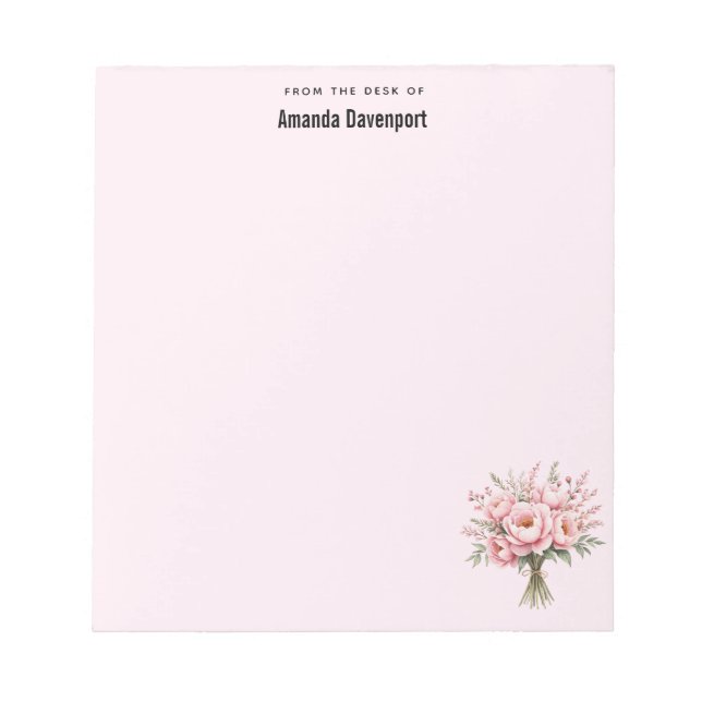 Bloc De Notas Ramo de flores de peonía rosa bonita (Frente)