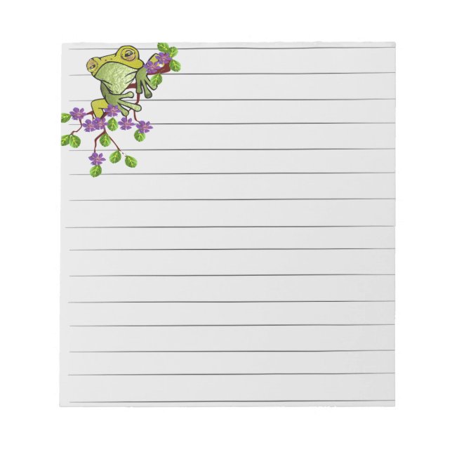 Bloc De Notas Rana en una rama de flores (Frente)