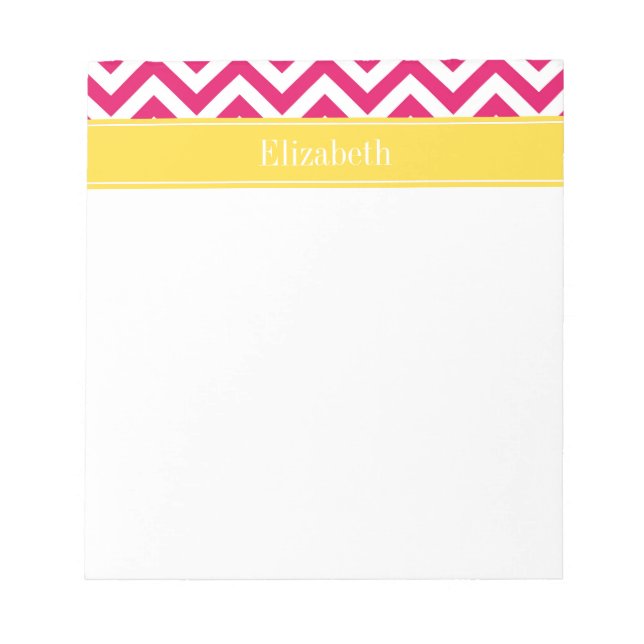 Bloc De Notas Raspberry Lg Chevron Pineapple Name Monograma (Frente)