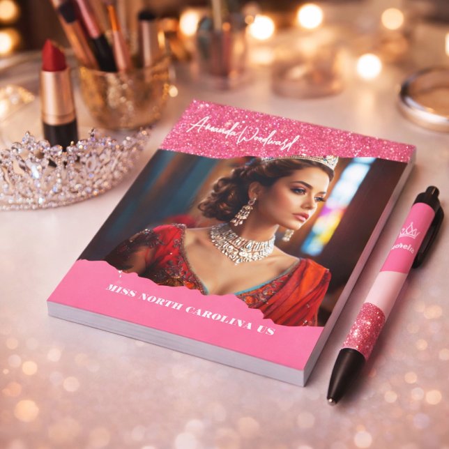 Bloc De Notas Raspberry Twist Crowning Pageant Custom Notepad (Throw a twist into your pageant marketing with our berry twist autograph collection, notepad and pen)