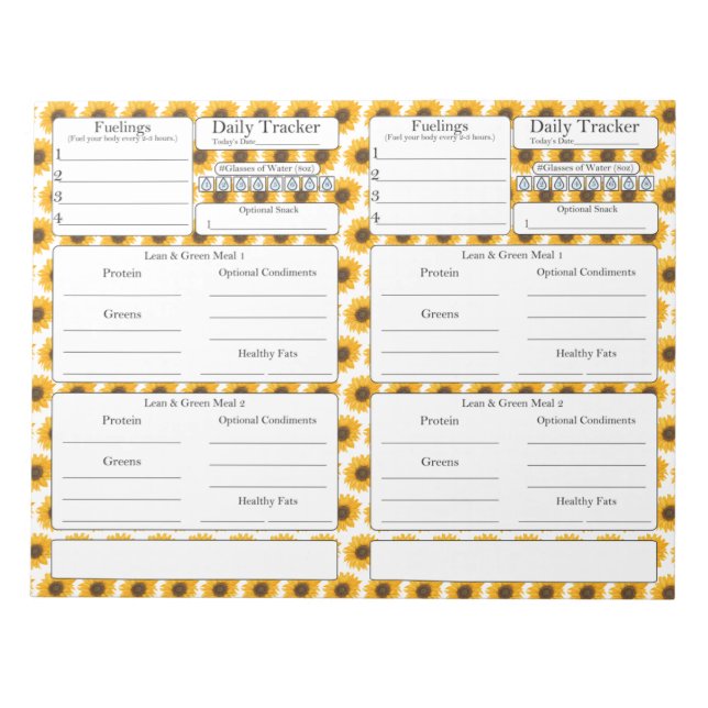 Bloc De Notas Rastreador de comidas 4-2-1 (Frente)