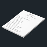 Bloc De Notas Rastreador de hábitos elegante blanco negro modern<br><div class="desc">Nota moderna en blanco y negro con un diseño sencillo con "habit tracker" en una caligrafía elegante y de moda junto con tu nombre,  una línea para la fecha y una lista de verificación personalizada con los hábitos que quieres rastrear.</div>