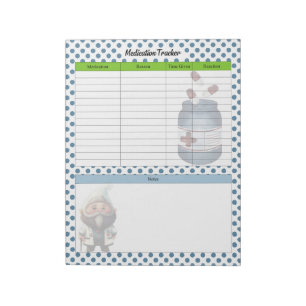 Bloc De Notas Rastreador de Medicación Gnome Médica Cute