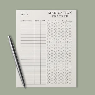 Bloc De Notas Rastreador de medicamentos simple y moderno