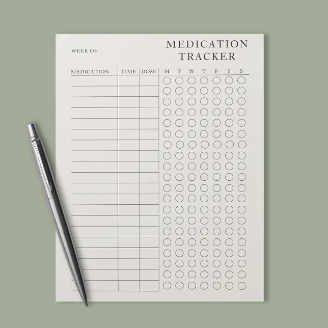Bloc De Notas Rastreador de medicamentos simple y moderno (Subido por el creador)