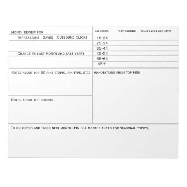 Bloc De Notas Rastreador de pines de medios sociales para planif (Frente)