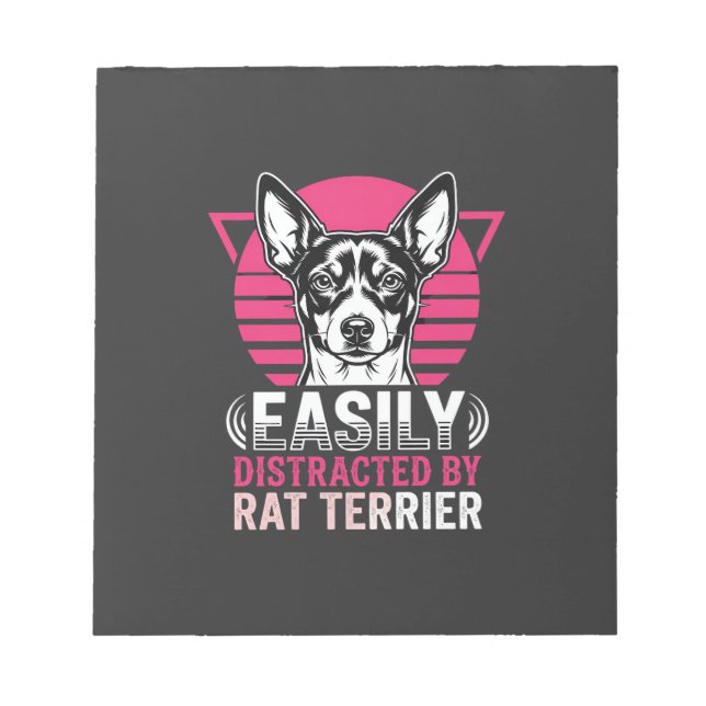 Bloc De Notas Rat Terrier Fácilmente Distraído Perro Retro (Frente)