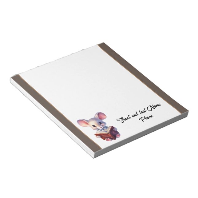 Bloc De Notas Ratón lindo con libro (Lado Derecho)