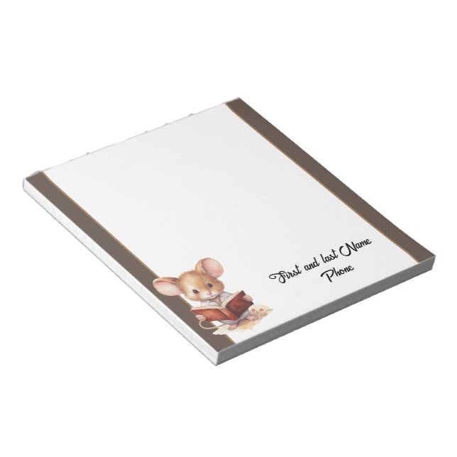 Bloc De Notas Ratón lindo con libro (Lado Derecho)