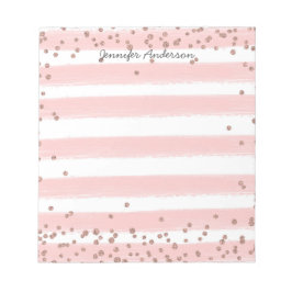 Bloc De Notas Raya suave rosa moderno oro confeti Personalizable