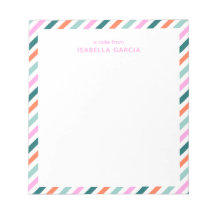 Bloc de notas rayado rosado personalizado personal