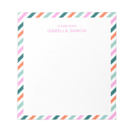 Bloc de notas rayado rosado personalizado personal