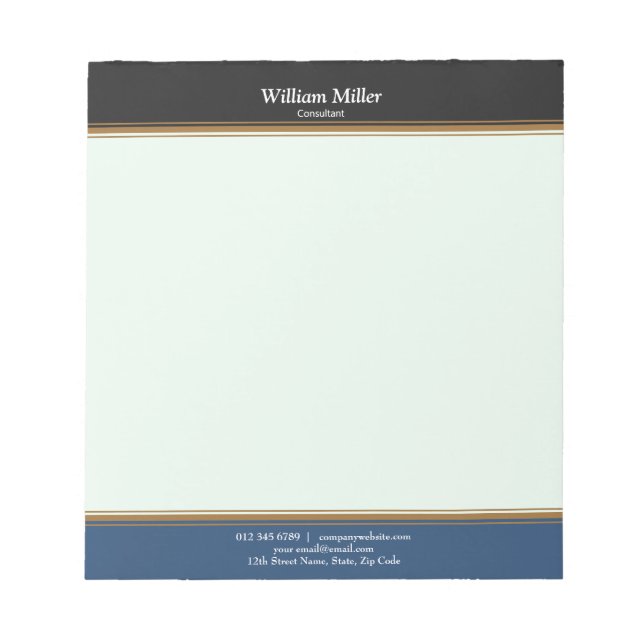 Bloc De Notas Rayas azul Minimalistas modernas (Frente)