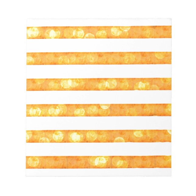 Bloc De Notas Rayas Bokeh Naranja Y Blanco (Frente)