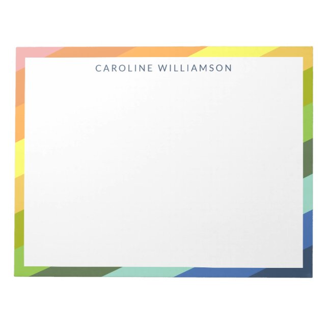 Bloc De Notas Rayas de arcoiris modernas geométricas personaliza (Frente)