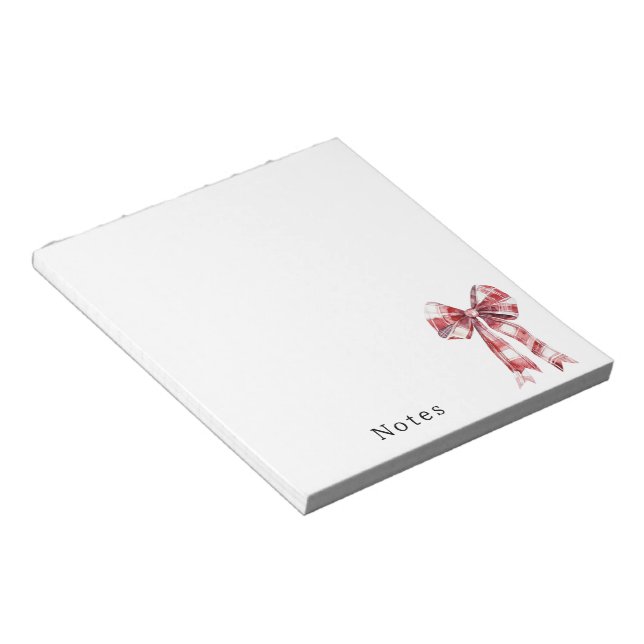 Bloc De Notas Rayas de Cuadro Escocés Rojo Blanco (Lado Derecho)