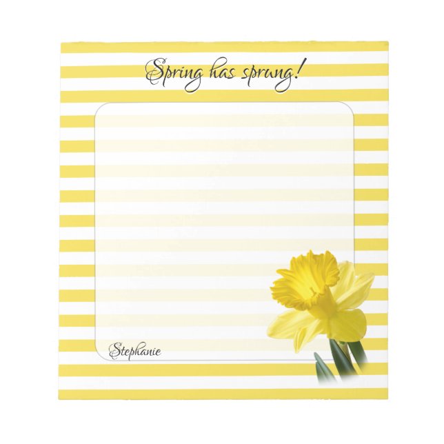 Bloc De Notas Rayas de fotografía floral amarillo Daffodil (Frente)