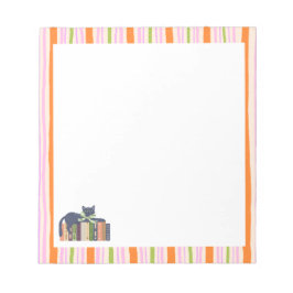 Bloc De Notas Rayas Retro Amante de Libros & Gato