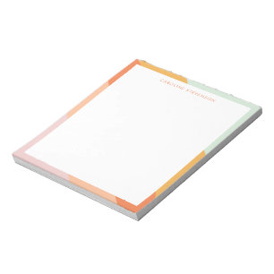 Bloc De Notas Rayas Retro Naranja Menta Pastel Nombre Personaliz