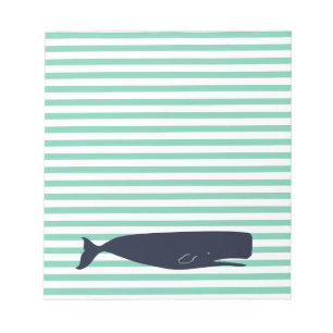 Bloc De Notas Rayas y ballena blancas náuticas de la marina de