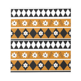 Bloc De Notas Rayo de borde Flor Diamante Boho Patrón floral