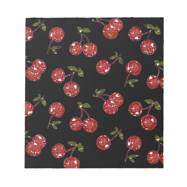 Bloc De Notas RB Rockabilly Muy cereza cerezas en negro (Frente)