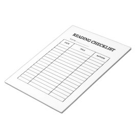 Bloc De Notas Reading Checklist Tracker