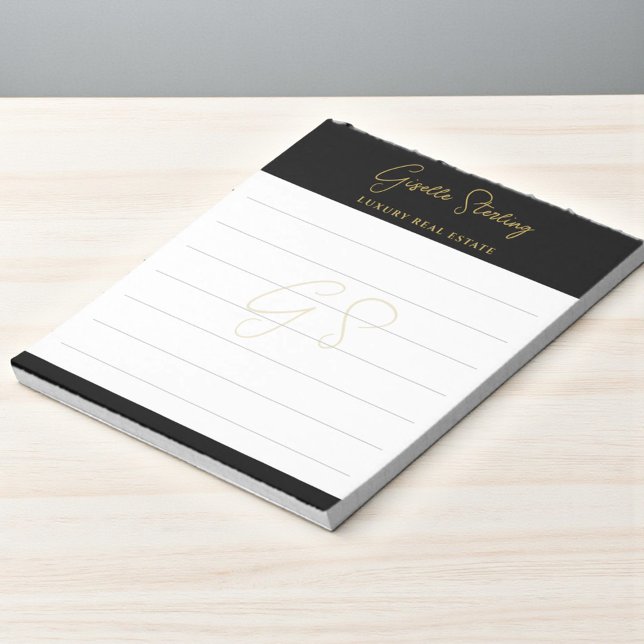 Bloc De Notas Real Estate Black Gold Script Luxury Professional (Subido por el creador)