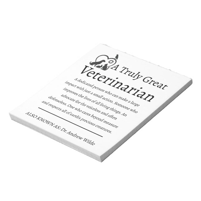 Bloc De Notas Realmente gran cuidado veterinario de mascotas (Lado Izquierdo)