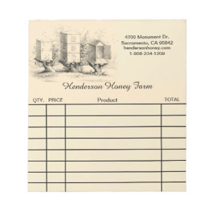 Bloc De Notas Recepción de ventas de Honey Farm Vintage Look Per