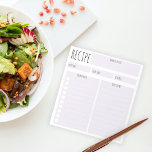 Bloc De Notas Receta culinaria simple morada de lavanda en blanc<br><div class="desc">Un cuaderno sencillo y útil para las recetas culinarias. Un diseño de lavanda morada incluye áreas en blanco donde se puede escribir toda la información esencial. El texto es totalmente personalizable.</div>