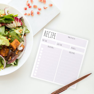 Bloc De Notas Receta culinaria simple morada de lavanda en blanc