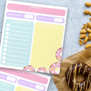 Bloc De Notas Receta de cocción de repostería de hojas en blanco