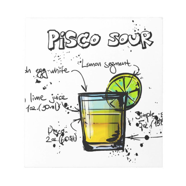 Bloc De Notas Receta de cóctel Pisco Sour (Frente)