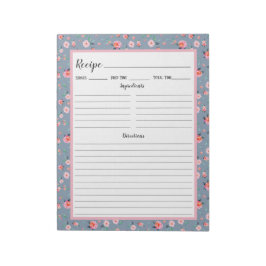 Bloc De Notas Receta de patrón azul turbio rosa de color rosa ro