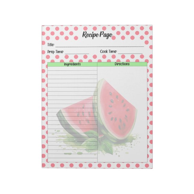 Bloc De Notas Receta de sandía para agua dulce (Lado Izquierdo)