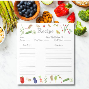 Bloc De Notas Receta de Verduras con Acuarela 