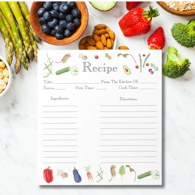 Bloc De Notas Receta de Verduras con Acuarela  (Subido por el creador)