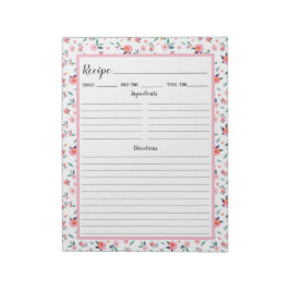 Bloc De Notas Receta del patrón floral rosa rosa