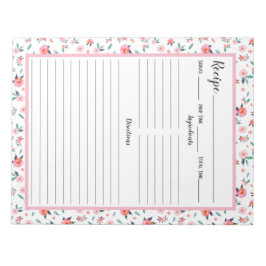 Bloc De Notas Receta del patrón floral rosa rosa