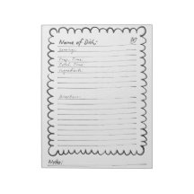 Receta en blanco manuscrita simple en negro y blan