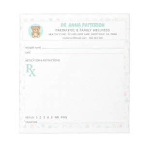 Bloc De Notas Receta Médica de Pediatra