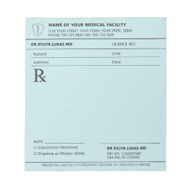 Bloc De Notas Receta Médica Editable Azul Pastel Médico