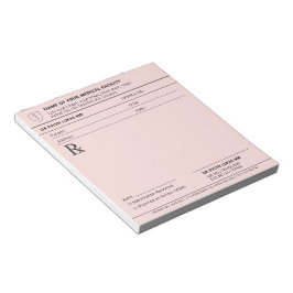 Bloc De Notas Receta Médica Editable Rosa Pastel Médico