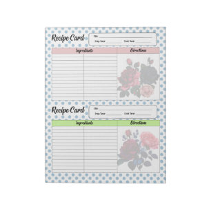 Bloc De Notas Receta rosa y azul