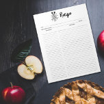 Bloc De Notas Recetas Culinarias Florales Notepad<br><div class="desc">Un sencillo cuaderno con flores y utensilios de cocina para la organización de recetas.</div>