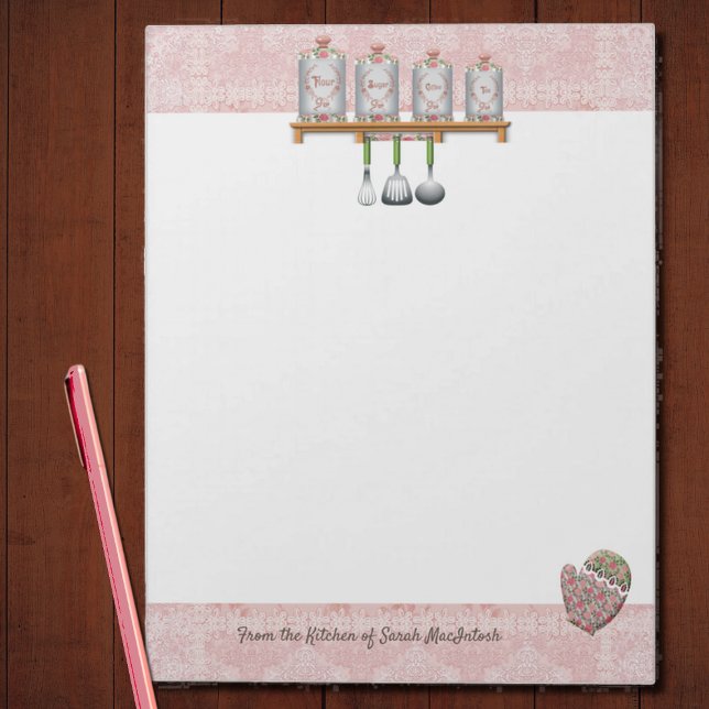 Bloc De Notas Recetas de cocina chic rosada de Shabby (Subido por el creador)