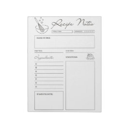 Bloc De Notas Recetas Estéticas Simples para Amantes de la Cocin