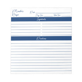 Bloc De Notas Recetas personalizadas de la marina de escritura m