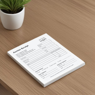 Bloc De Notas Recibo de subasta editable   Negocio minimalista